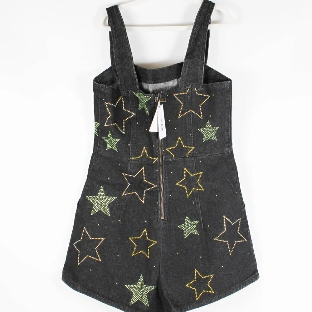 Nasty Gal Star Hotfix Denim Playsuit, NWT, Size 8 - Picture 6 of 9